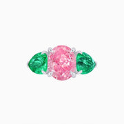 14K White Gold Three - Stone Morganite and Apatite Ring – Classic Collection - Shahin Jewelry